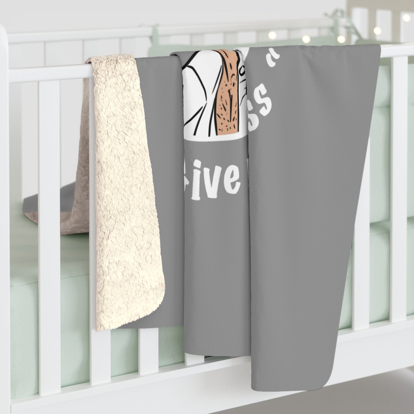 Gray Fleece Throw – Miester Blanket “Give me a hug” – 150x130cm