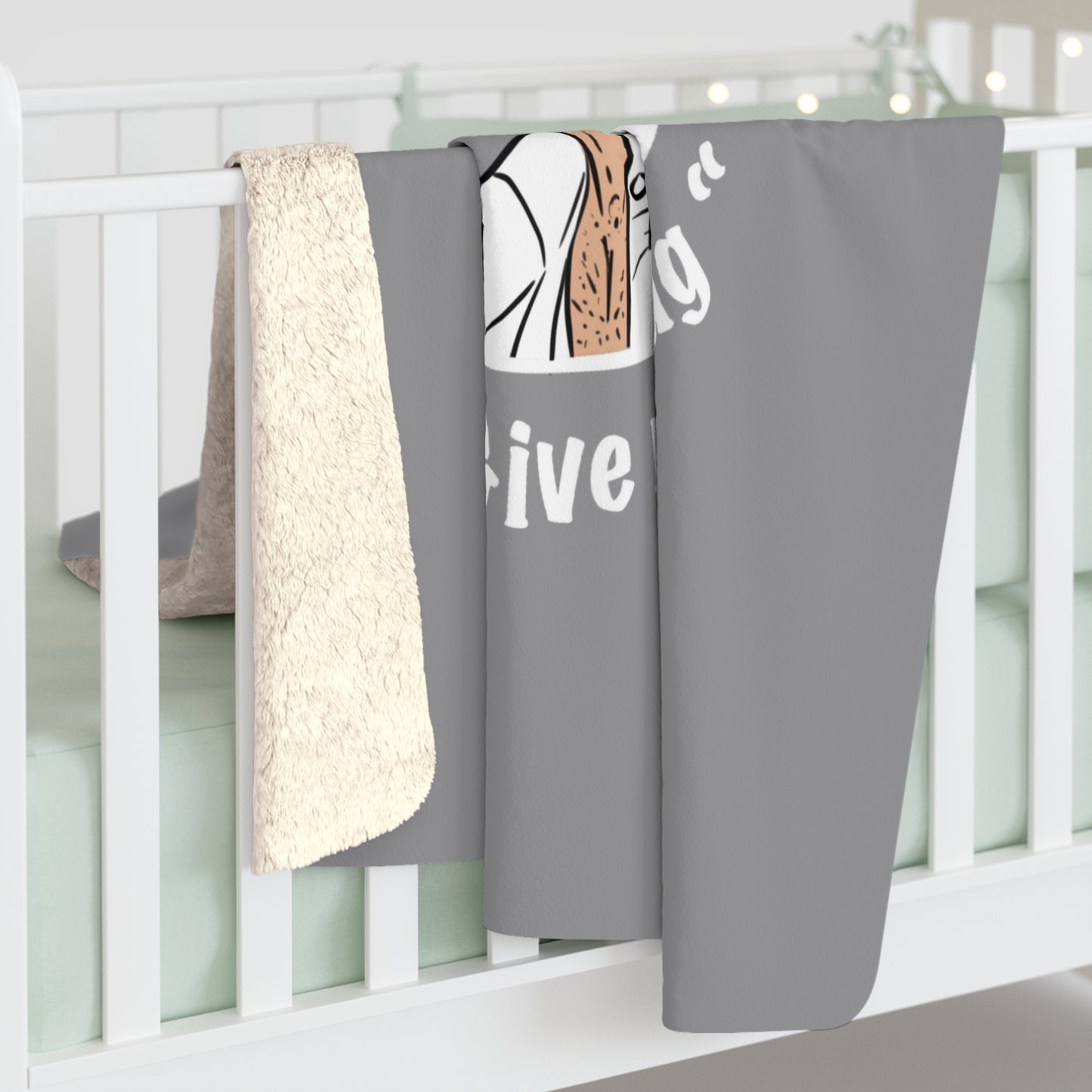 Gray Fleece Throw – Miester Blanket “Give me a hug” – 150x130cm