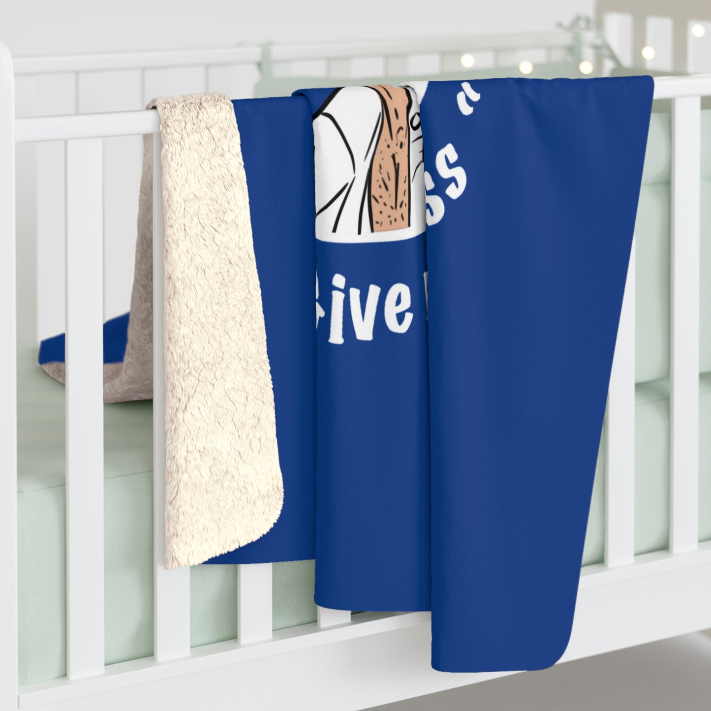 Dark Blue Fleece Throw – Miester Blanket “Give me a kiss” – 150x130cm