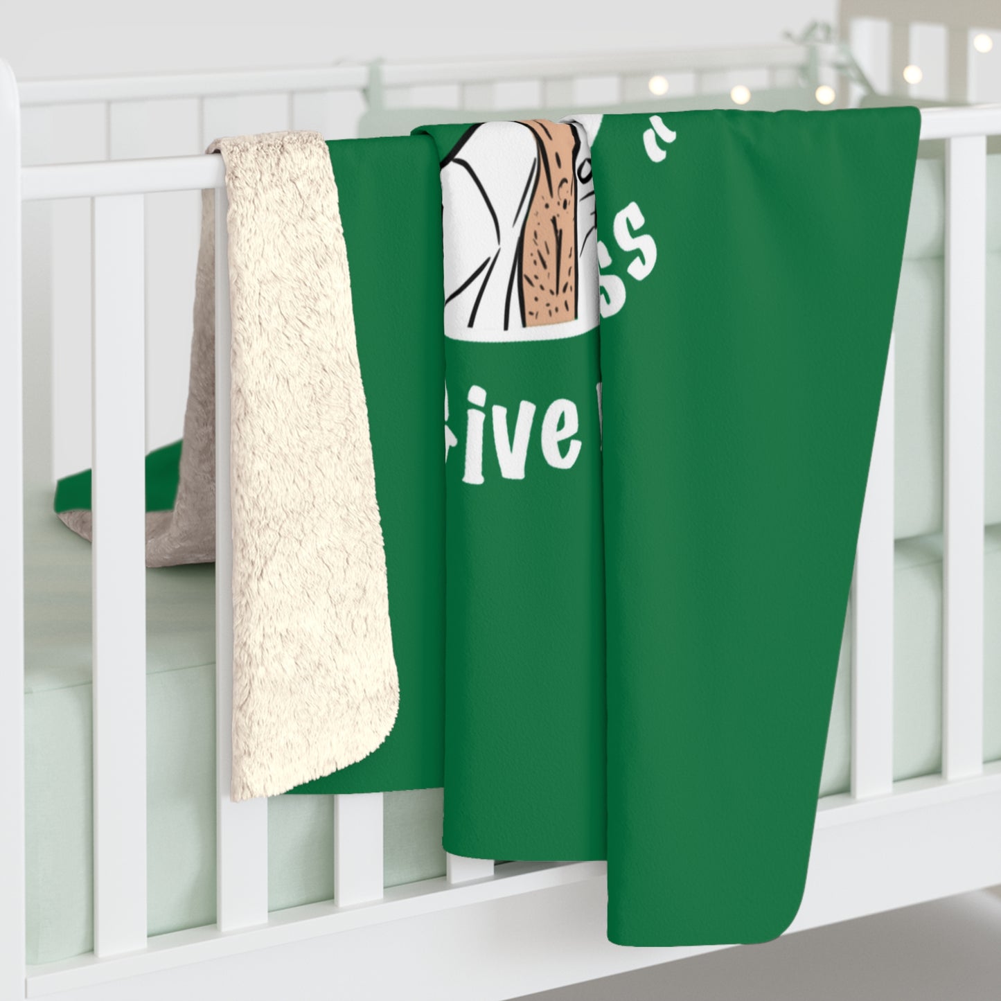 Dark Green Fleece Throw – Miester Blanket “Give me a kiss” – 150x130cm