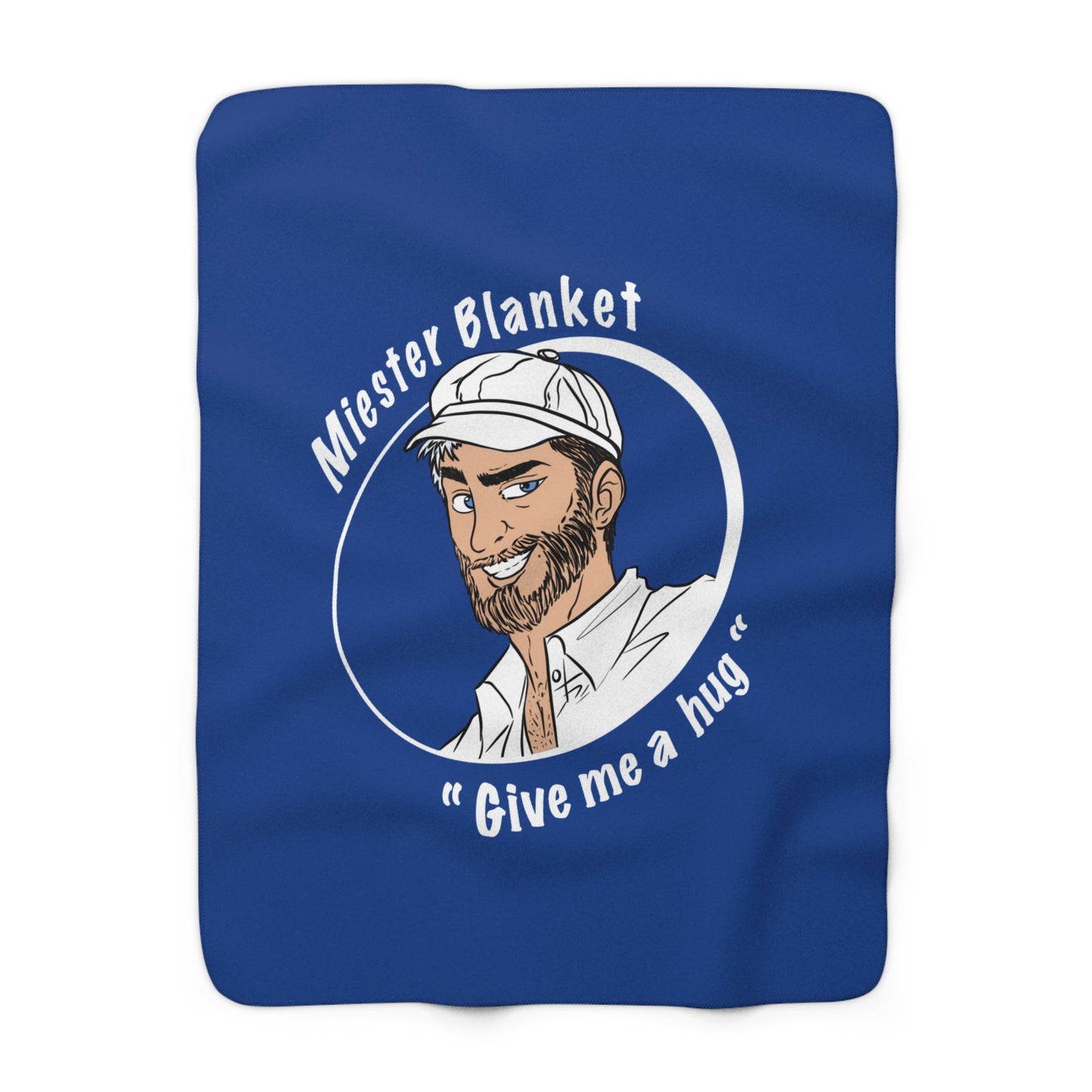 Dark Blue Fleece Throw – Miester Blanket “Give me a hug” – 150x130cm