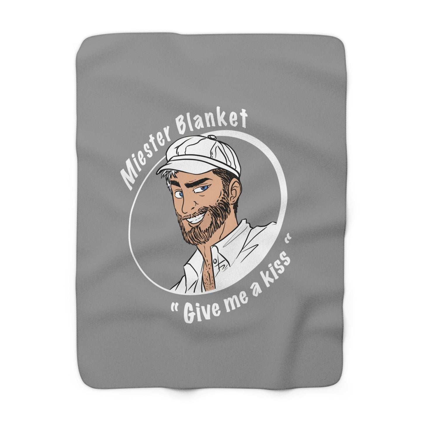 Gray Fleece Throw – Miester Blanket “Give me a hug” – 150x130cm