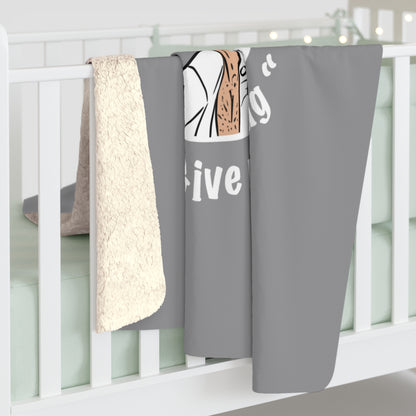 Gray Fleece Throw – Miester Blanket “Give me a hug” – 150x130cm