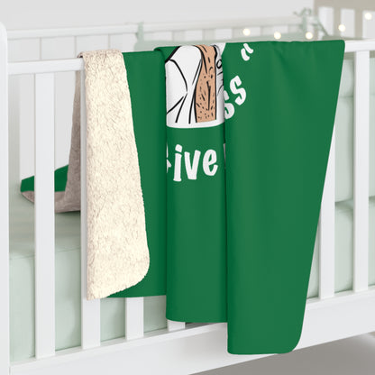 Dark Green Fleece Throw – Miester Blanket “Give me a kiss” – 150x130cm