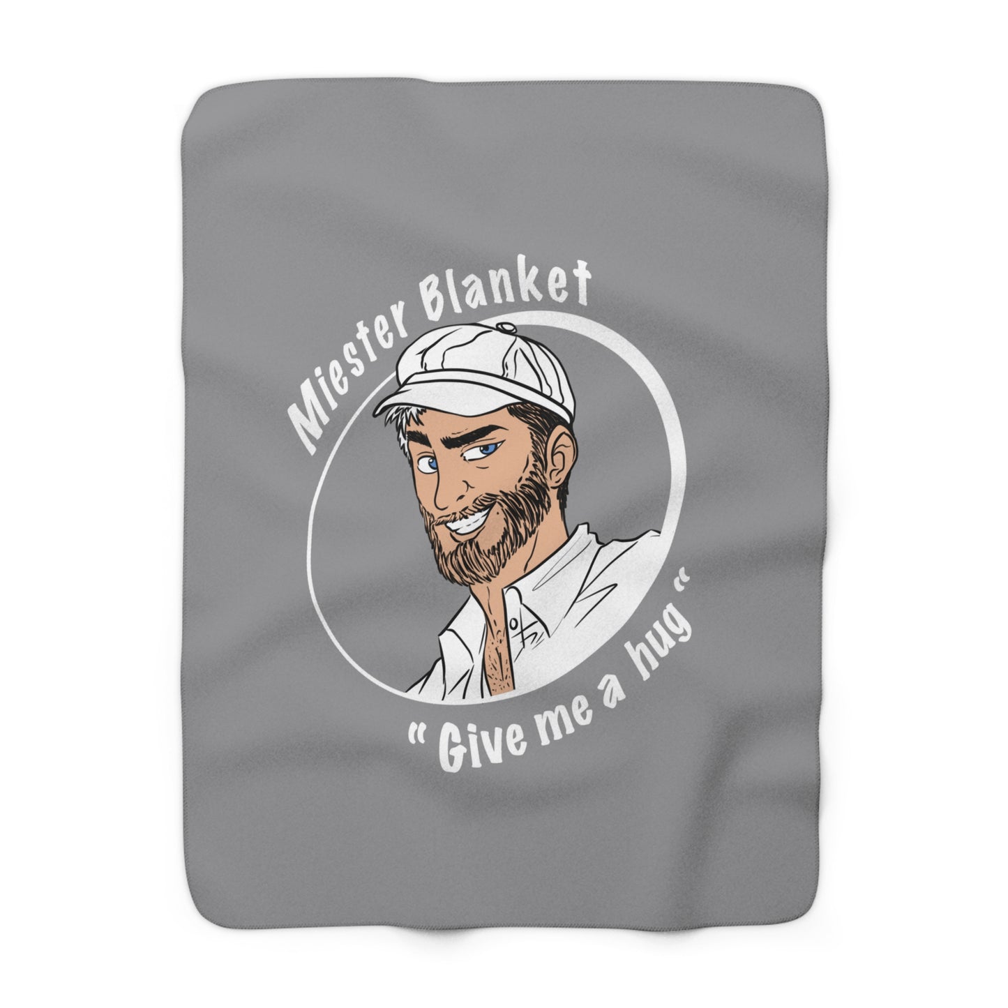 Gray Fleece Throw – Miester Blanket “Give me a hug” – 150x130cm