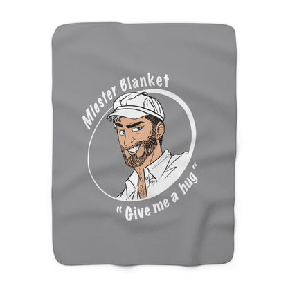 Gray Fleece Throw – Miester Blanket “Give me a hug” – 150x130cm