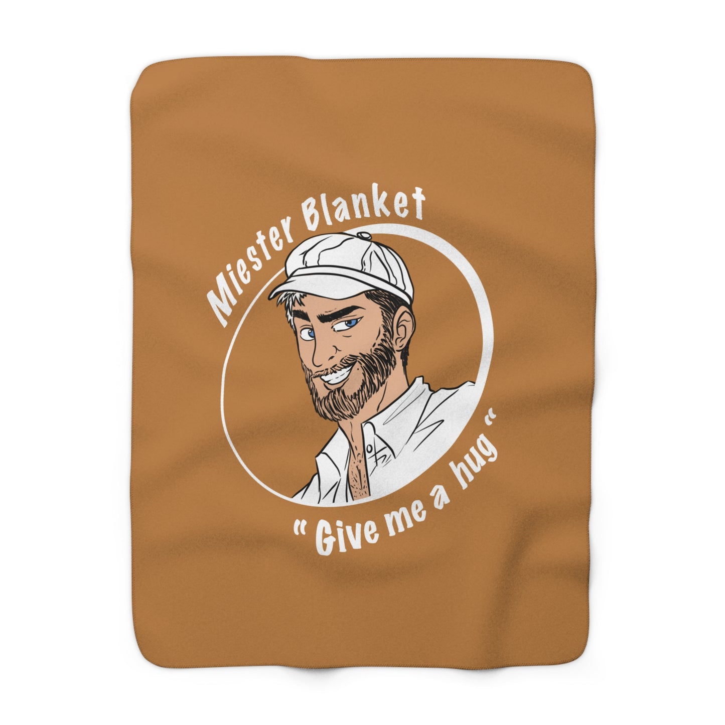 Light Brown Fleece Throw – Miester Blanket “Give me a hug” – 150x130cm