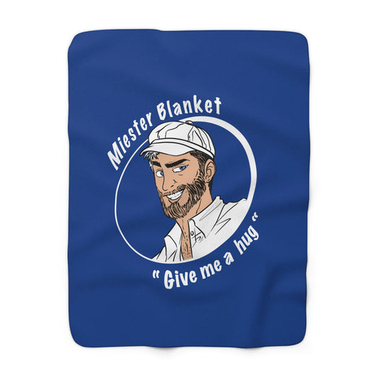 Dark Blue Fleece Throw – Miester Blanket “Give me a hug” – 150x130cm