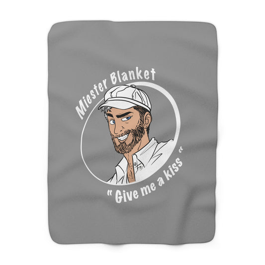 Gray Fleece Throw – Miester Blanket “Give me a hug” – 150x130cm