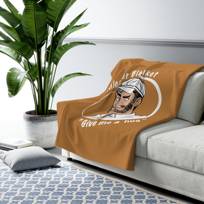 Light Brown Fleece Throw – Miester Blanket “Give me a hug” – 150x130cm