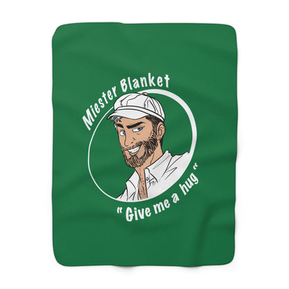 Drak Green Fleece Throw – Miester Blanket “Give me a hug” – 150x130cm