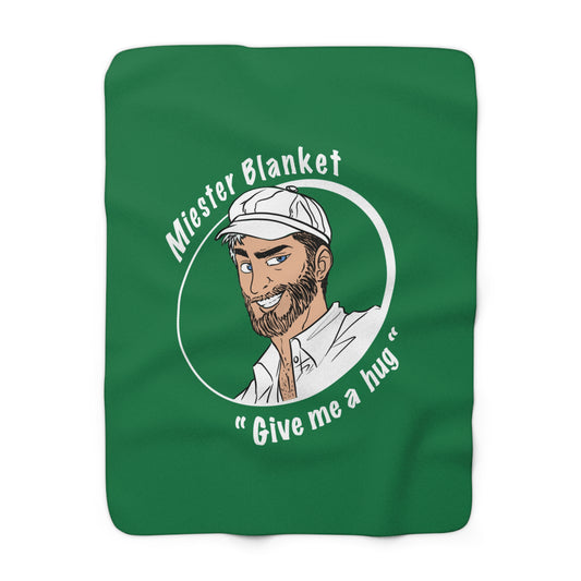 Drak Green Fleece Throw – Miester Blanket “Give me a hug” – 150x130cm