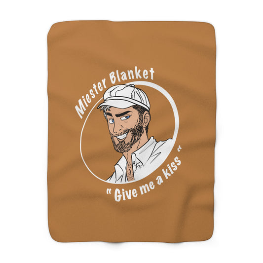 Light Brown Fleece Throw – Miester Blanket “Give me a kiss” – 150x130cm