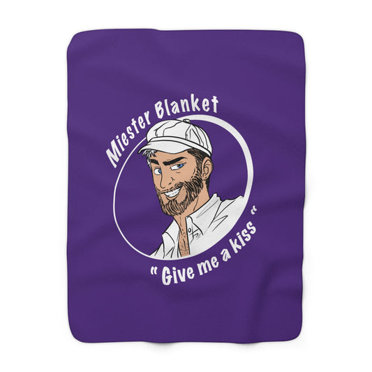 Purple Fleece Throw – Miester Blanket “Give me a kiss” – 150x130cm