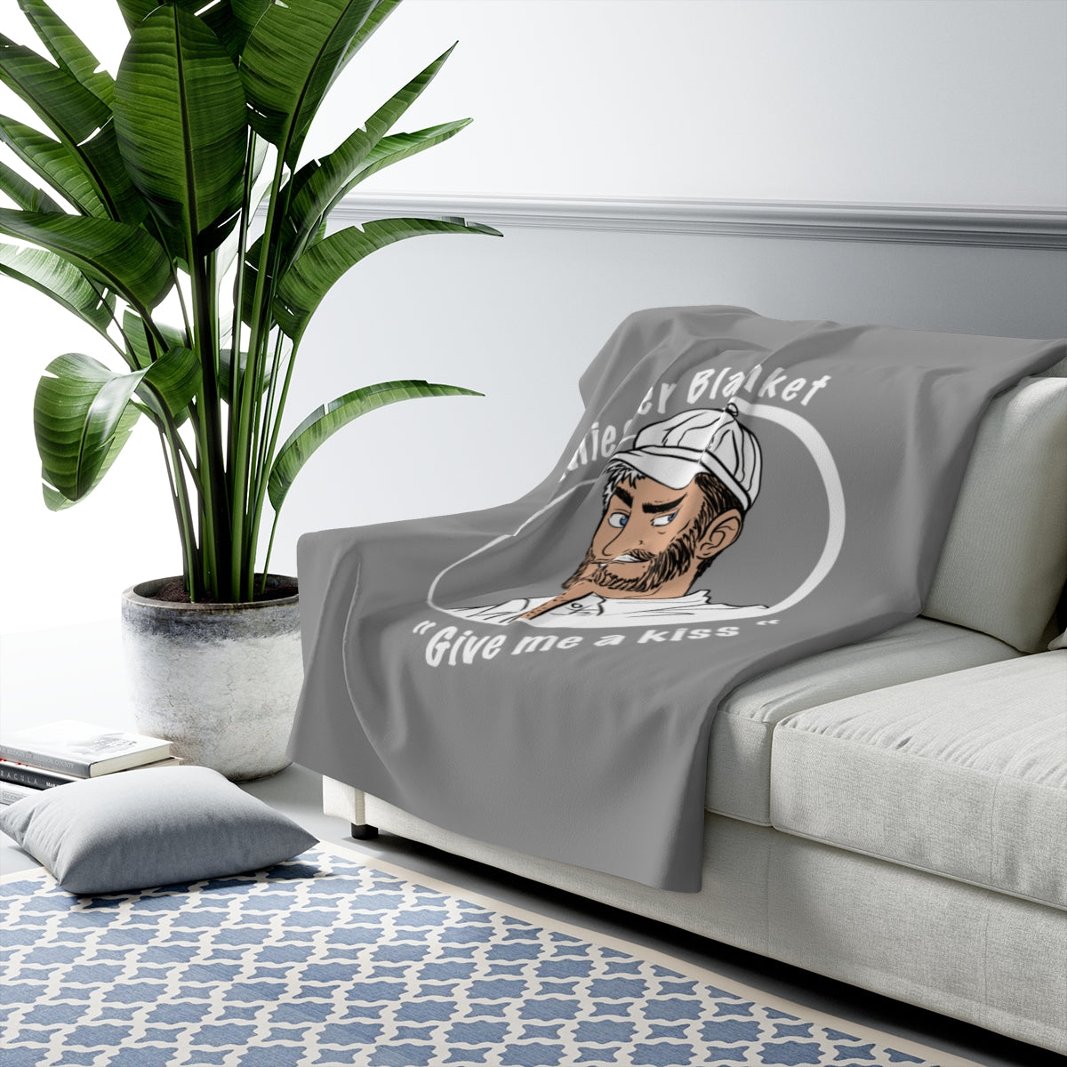 Miester Blanket - Give me a Kiss - Zilver - 150cm bij 130cm